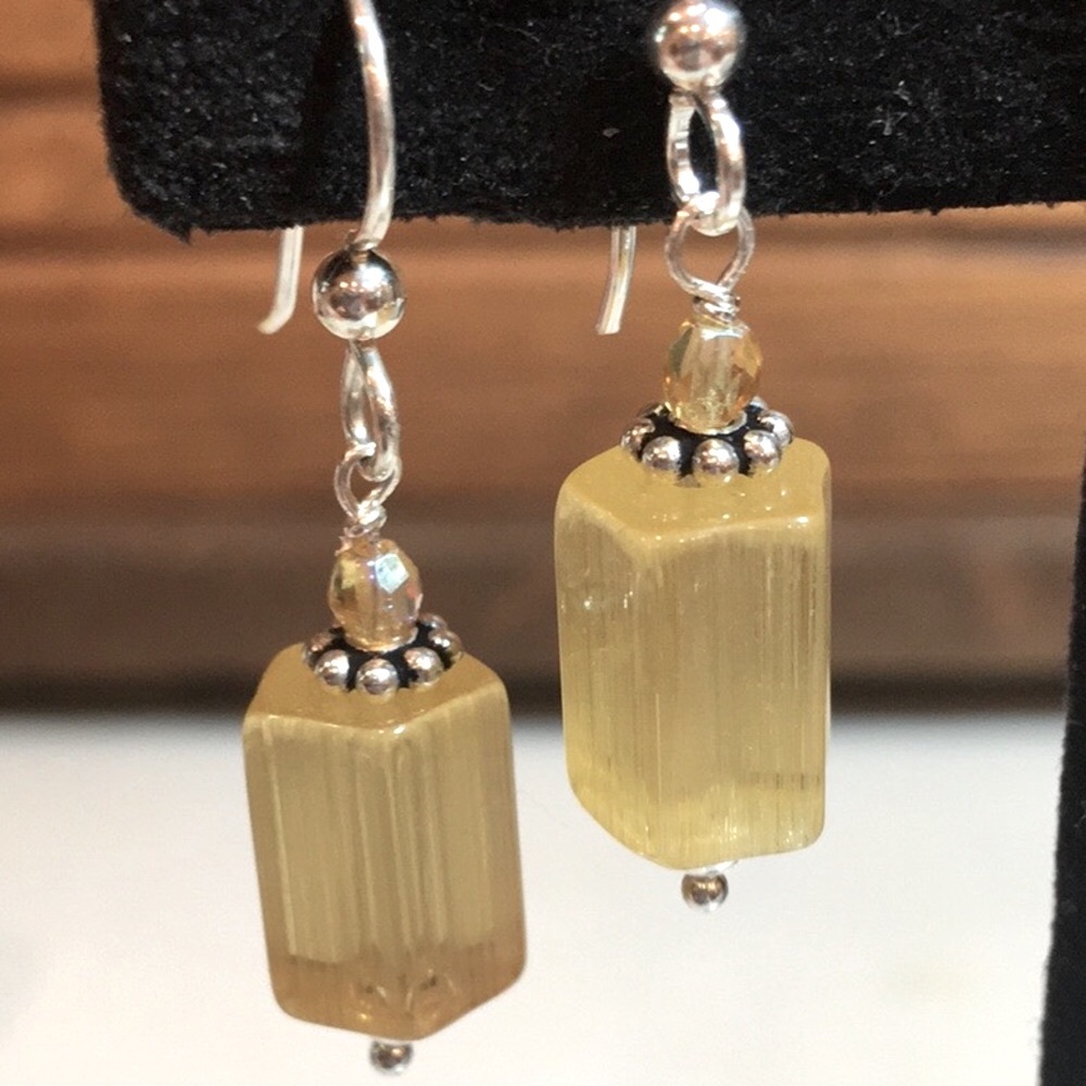 Sterling silver, Vintage glass bead earrings